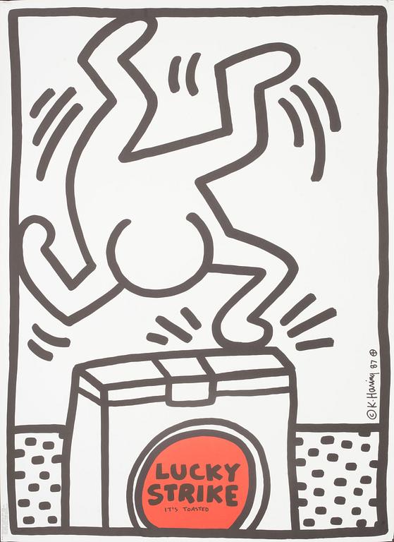 KEITH HARING, efter, "Lucky Strike", tryckt av Albin Uldry Switzerland, signerad och daterad i trycket -87.