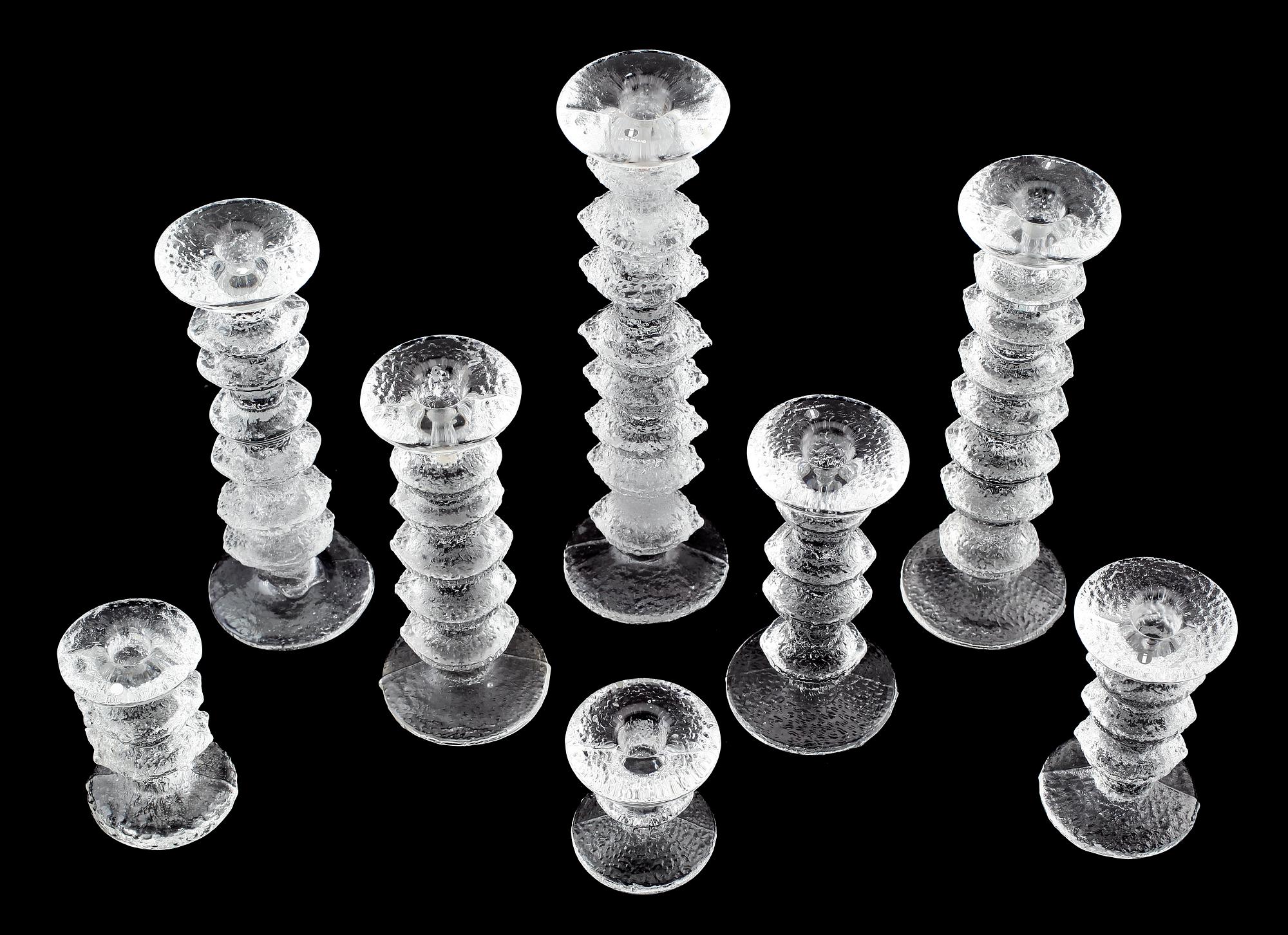 LJUSSTAKAR, 8 st, glas, "Festivo", Timo Sarpaneva, Iittala.