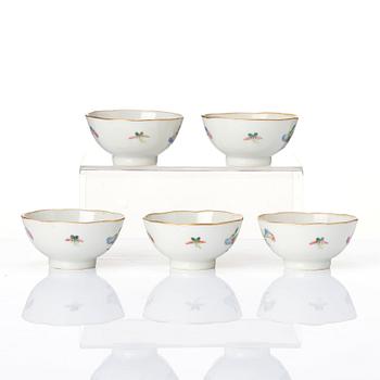 A set of five 'rooster' cups, early 20th Century, Daoguang seal mark in red.