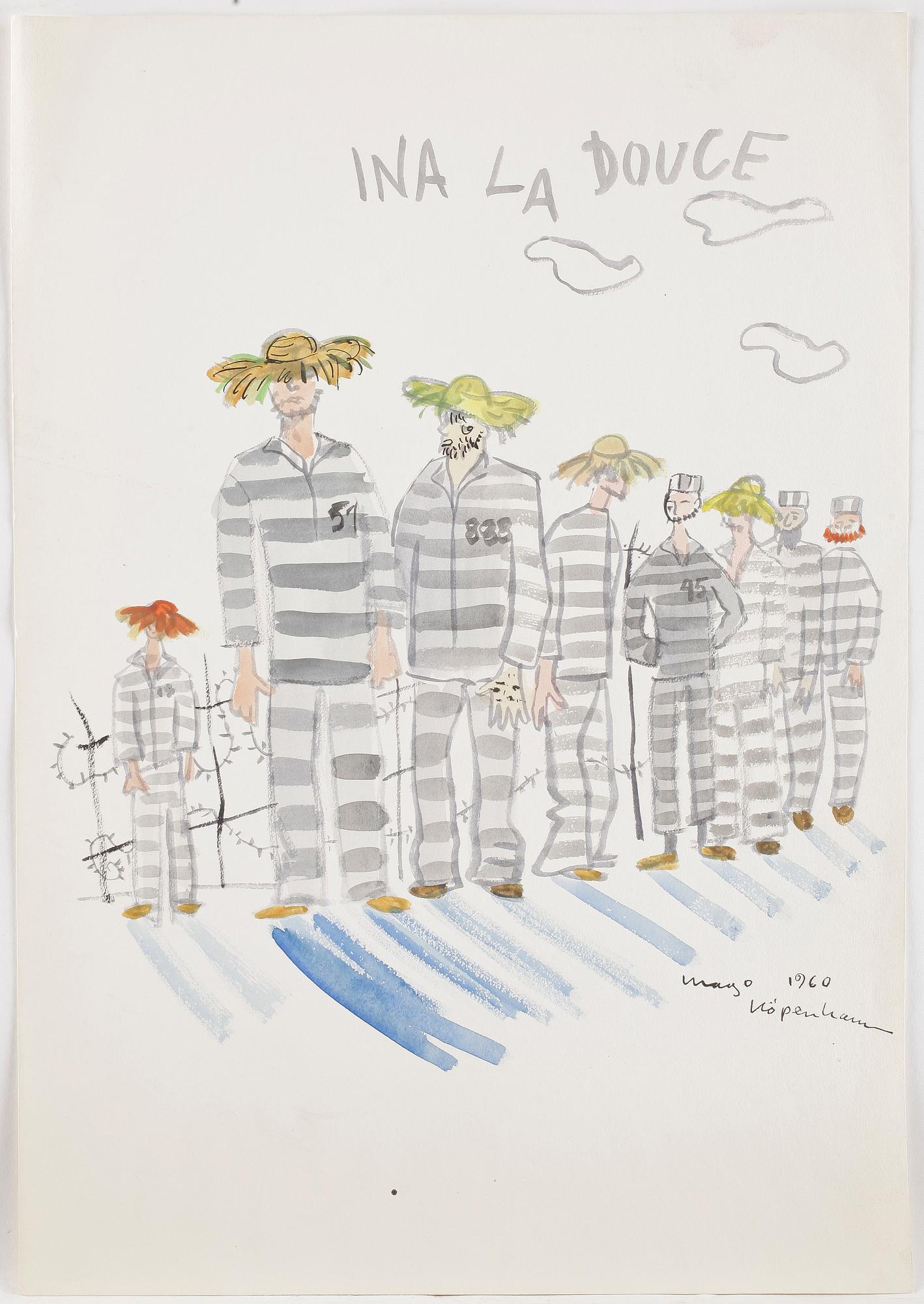 MAX GOLDSTEIN (MAGO), dräktskisser, teckningar, blyertsskisser, ca 34 st, vissa daterade o signerade, 1966.