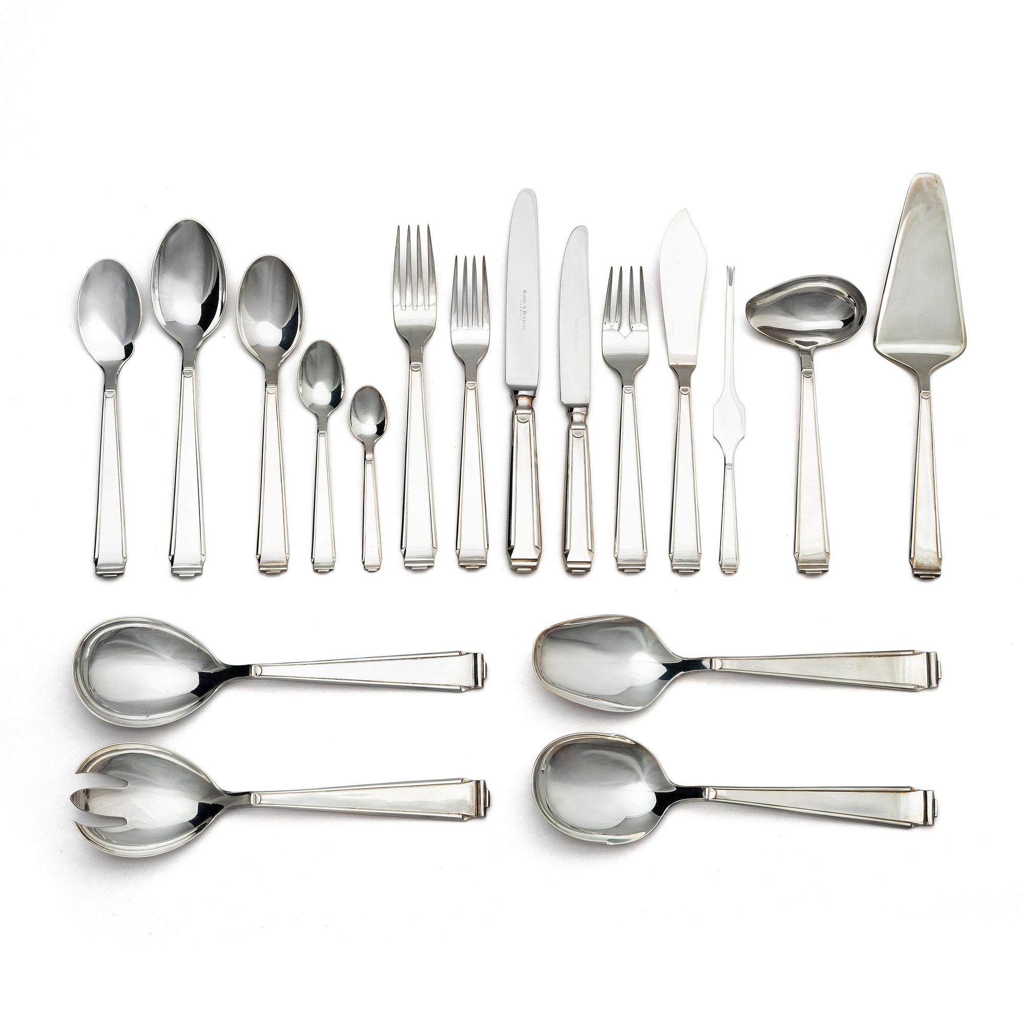 A sterling silverware set, model 'Art-Deco', 152 pieces and casket, Flensburg, Germany.