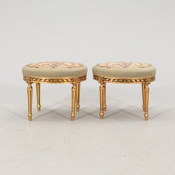 Stools, a pair in Gustavian style, circa 1900.