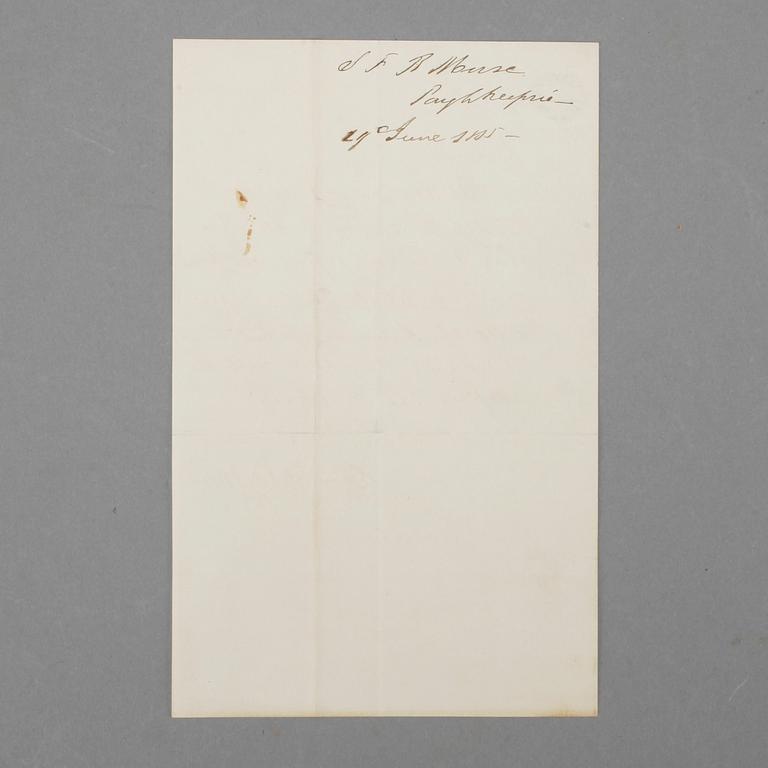 SAMUEL MORSE (1791-1872), brev daterat 19 juni -53.