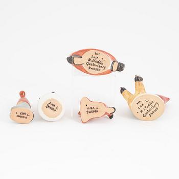 Lisa Larson, a group of five stoneware figurines, K-Studion, Gustavsberg.