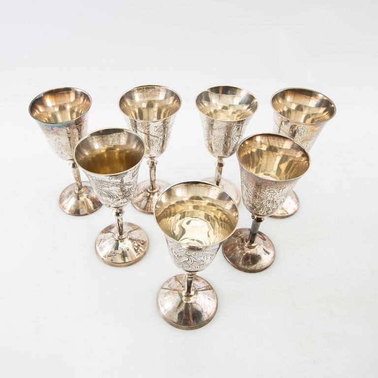 Cup 7+6 pcs first half of the 20th century, silver plate.