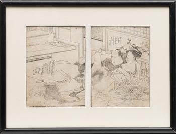 KITAGAWA UTAMARO, väitetty, puupiirros, Japani, noin 1800.