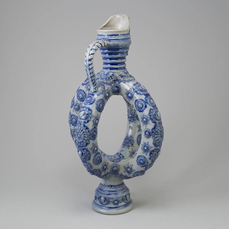 A Westerwald type salt glazed stoneware vase, Germany, 20th Century.