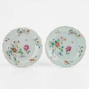 Tallrikar, 9 st, porslin, Kina, Qianlong 1736-95.