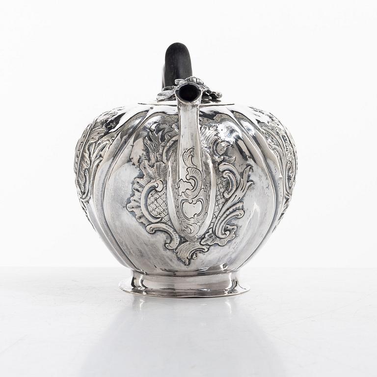 A Russian silver teapot, Moscow 18th century, unclear marks, probably Fedor Petrov (active 1760-1789).