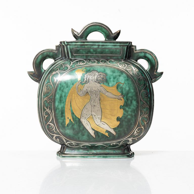 Wilhelm Kåge, a lidded ceramic 'Argenta' vase, Gustavsberg, 1930.