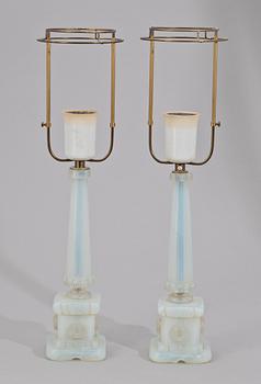 BORDSLAMPOR, ett par, glas, Murano Italien. 1900-tal.