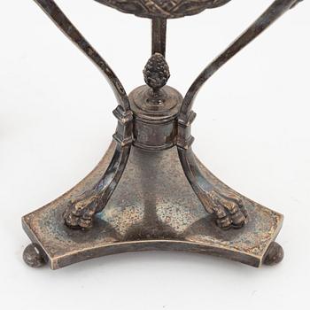 Kandelabrar, ett par, nysilver, sengustaviansk stil, omkring år 1900.