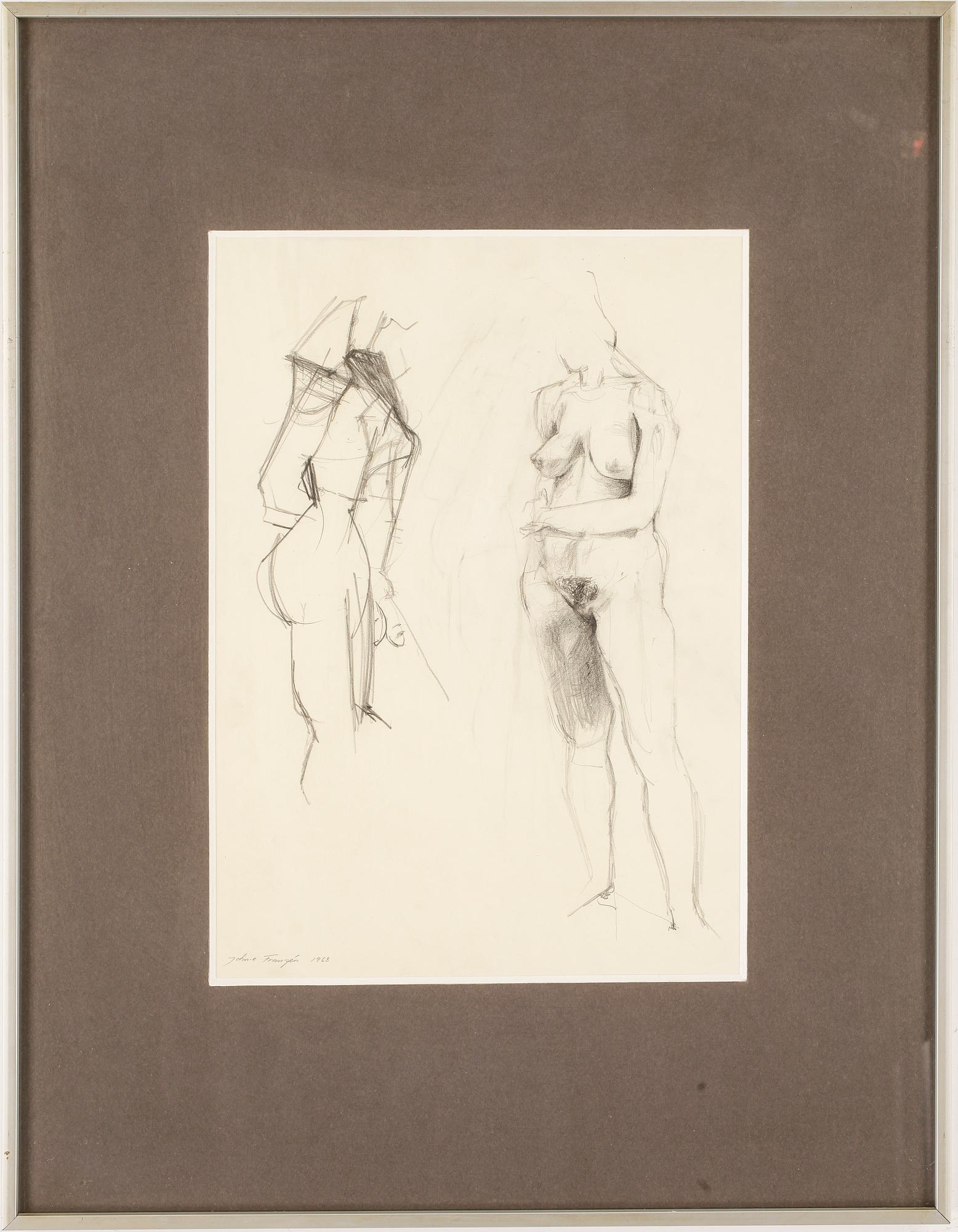 JOHN ERIK FRANZÉN, teckning, signerad, daterad 1963.