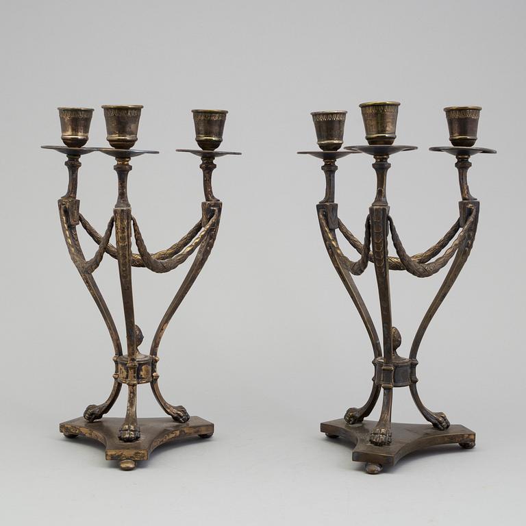 A pair of silverplated candelabra, ca 1900.