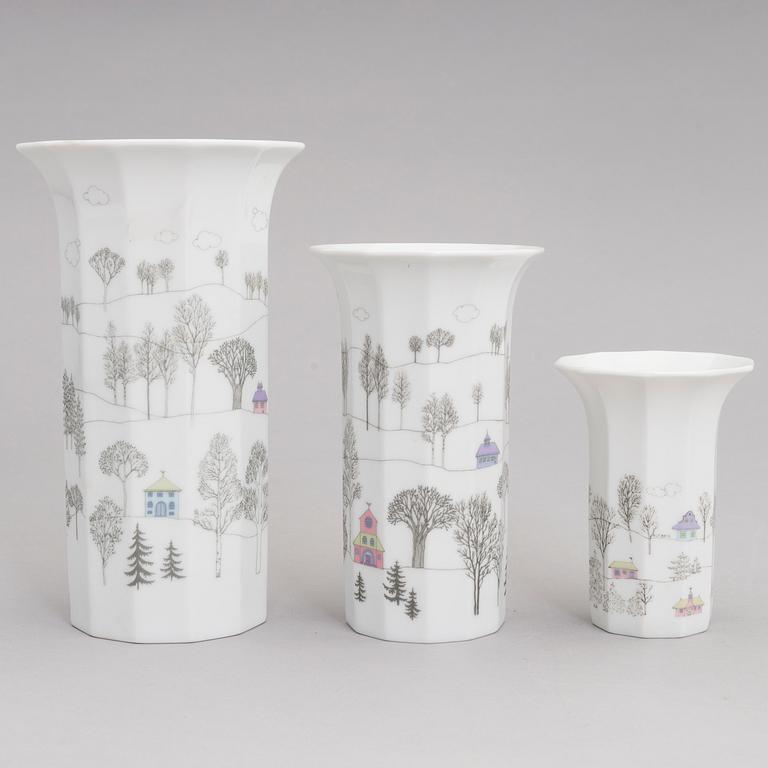 TAPIO WIRKKALA ja RUT BRYK. Posliiniesineitä. 7 osaa. "Winterreise" & "Polygon". Rosenthal. 1900-luvun loppu.