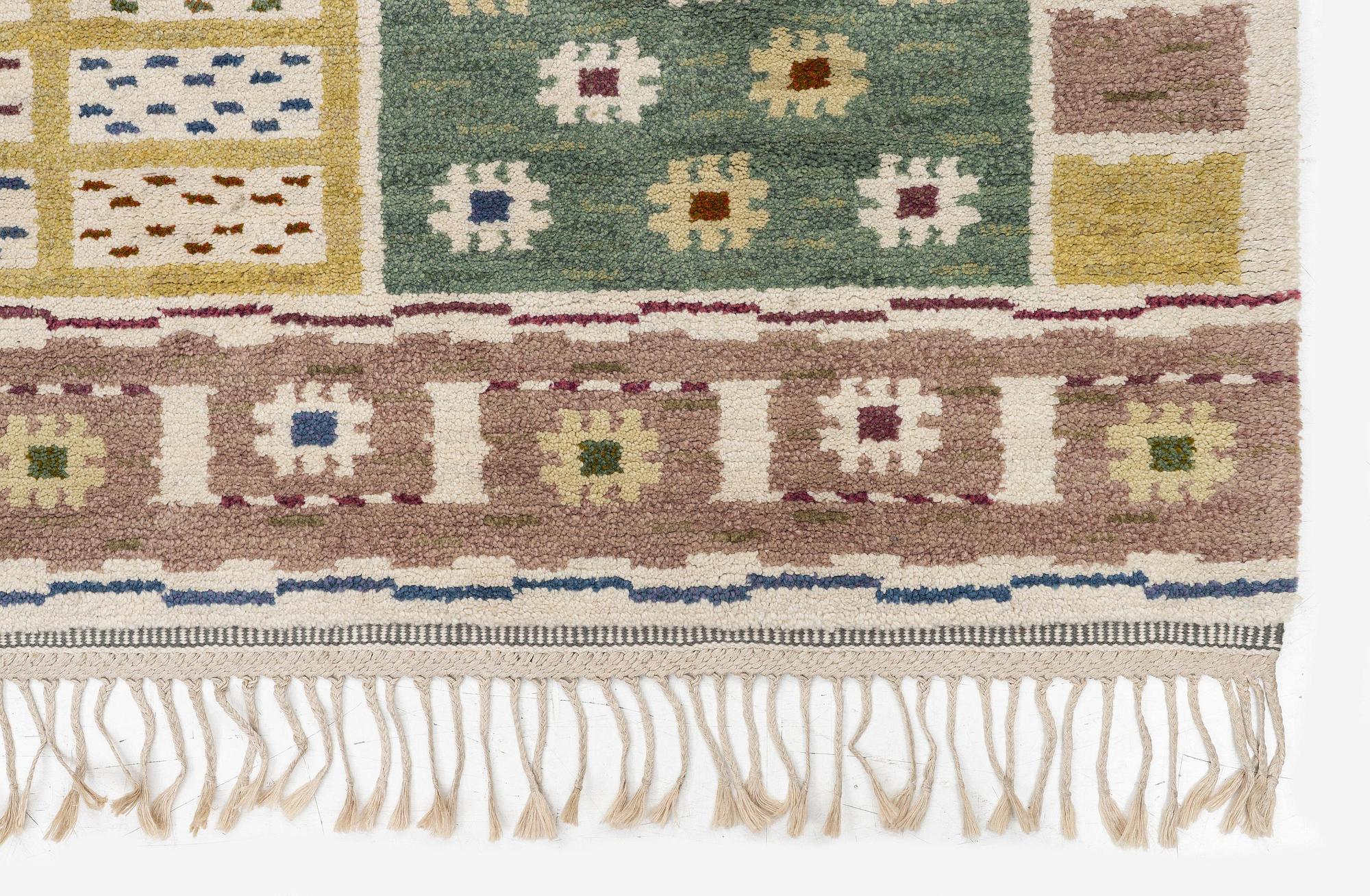 Märta Måås-Fjetterström, a 'Ängarna' carpet, knotted pile, c 248 x 182 cm, signed AB MMF.