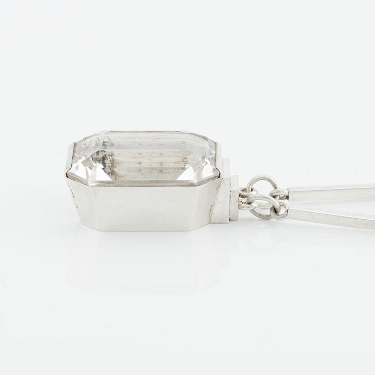 Wiwen Nilsson, collier, sterlingsilver med trappslipad bergkristall, Lund 1942.