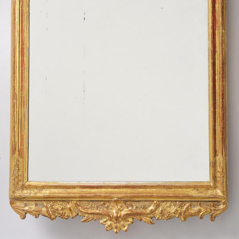 A rocococ giltwood mirror, Stockholm, later part 18th century,