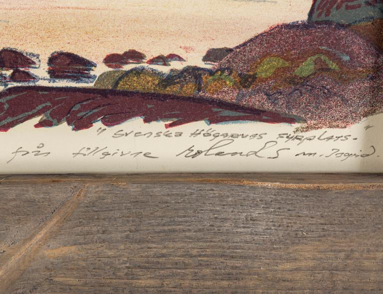 ROLAND SVENSSON, colour lithograph. Signed and numbered 1:sta p.t - 22.11.1974,