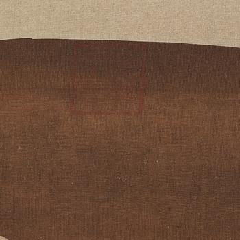 A Chinese fan painting, ink and colour on silk laid on paper, after a Song dynasty painting, Qing dynasty.