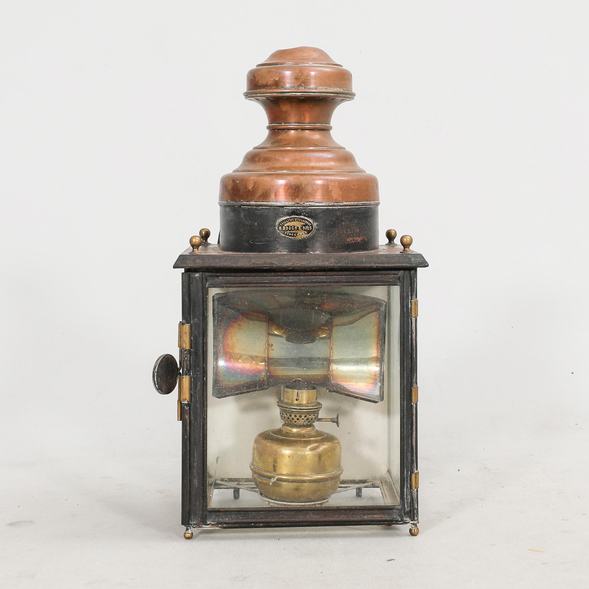A Mobach & fils copper lantern around 1900.