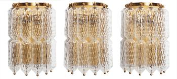 286. A set of three Swedish Modern wall lamps, 1940's.