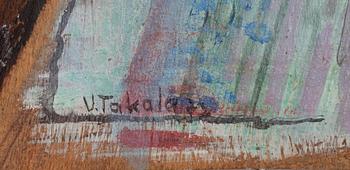 VEIKKO TAKALA, olja och tempera på trä, sign. och dat. -73.