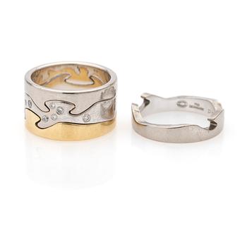Georg Jensen, Ring, "Fusion", 3 +1 parts, 18K gold and white gold, set with brilliant-cut diamonds.