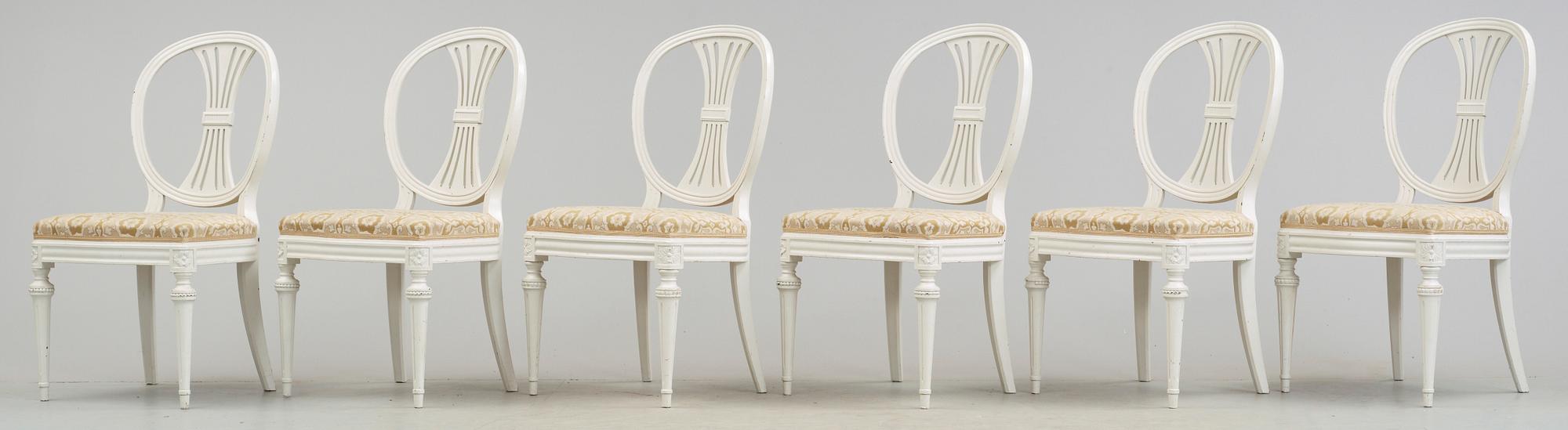 MATSALSGRUPP, 7 delar, gustaviansk stil, 1900-talets mitt.