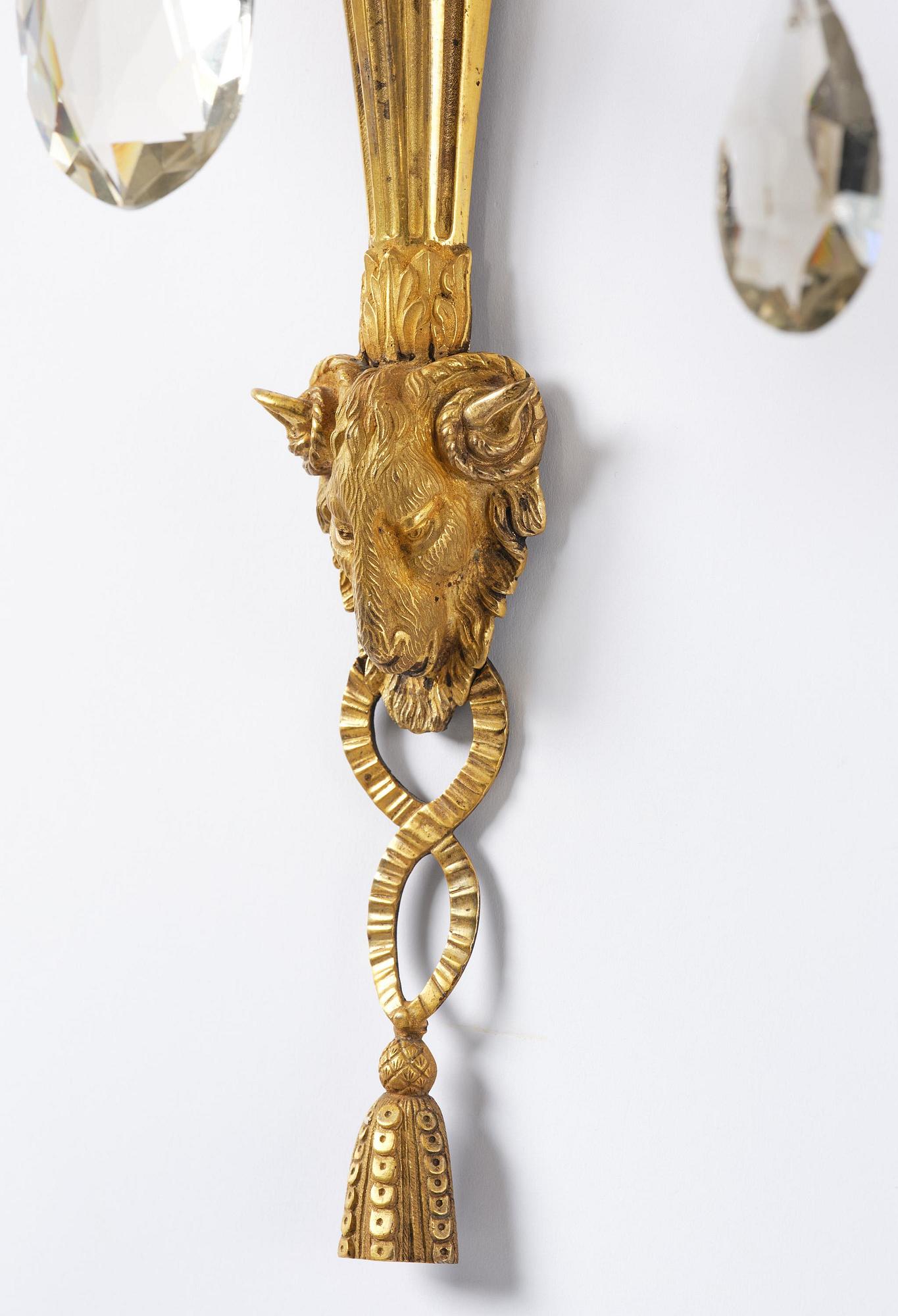 Vägglystrar, ett par, för två ljus, 1800-tal, Louis XVI-stil.