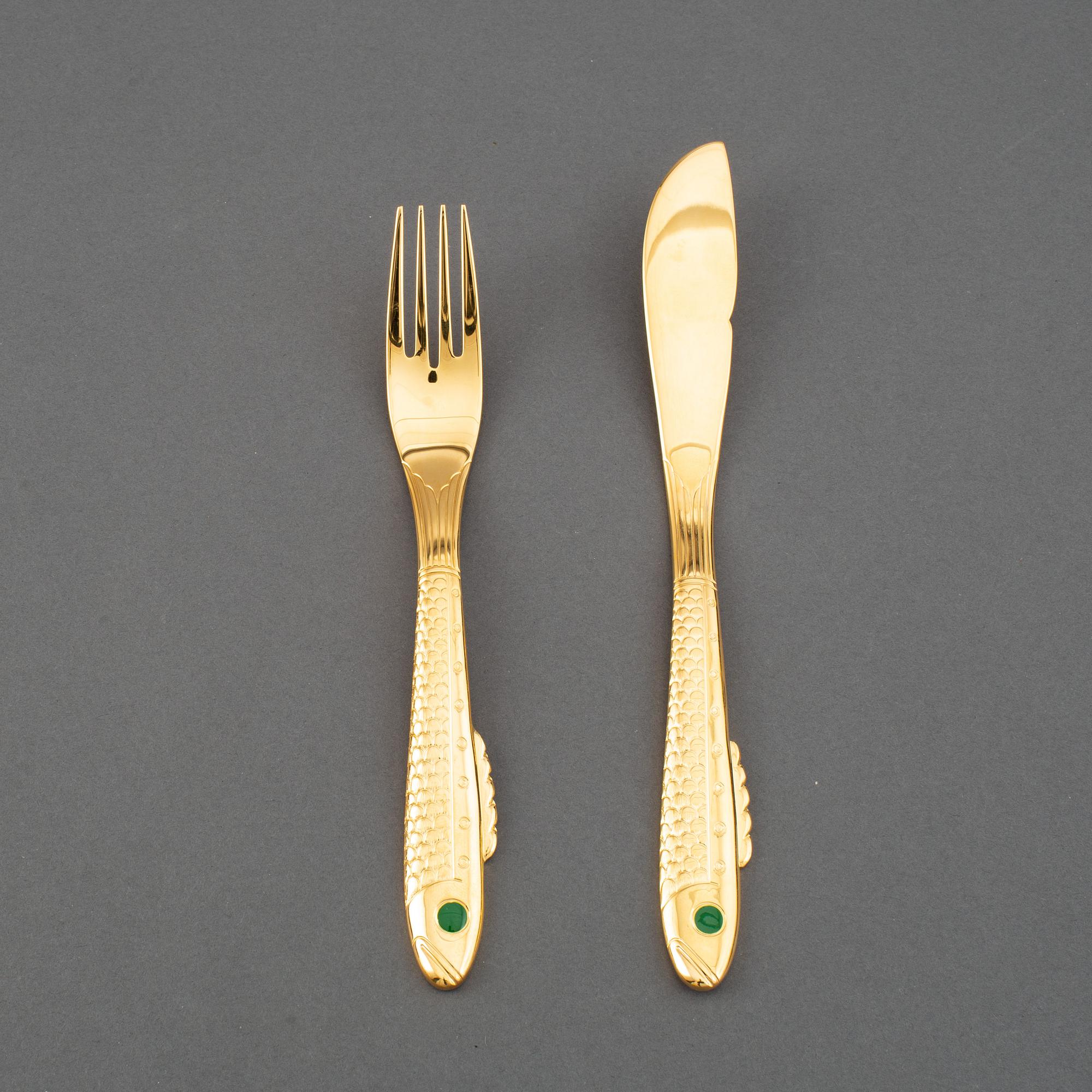 24 'Nobel' fish utensils by Gunnar Cyrén, Gense.