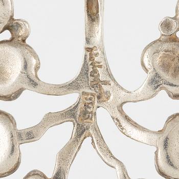 Eric Robbert, pendant and bracelet, silver and enamel.