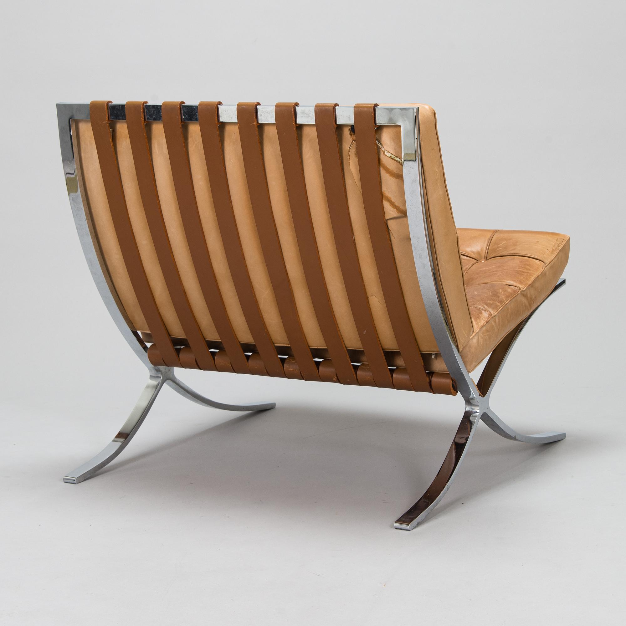 A Ludwig Mies van der Rohe "Barcelona" chair.