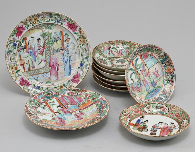 PARTI PORSLIN, 17 delar, porslin, Kina, sekelskifte 1800/1900.