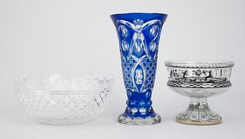 PARTI GLAS, 3 delar, bla Böhmen, 1800/1900-tal.