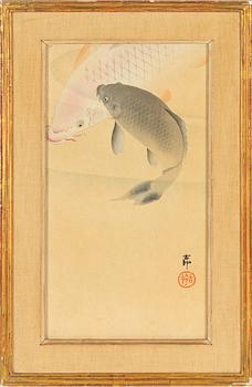 Ohara Koson, 'Two carps'.