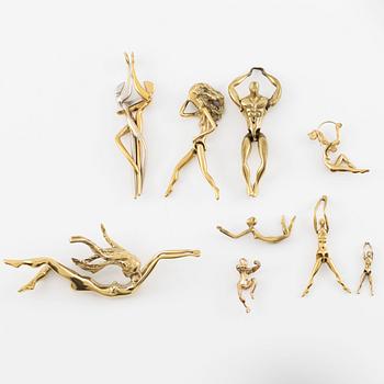 Charles Jourdan, hangers/figures, nine pcs, costume jewellery.