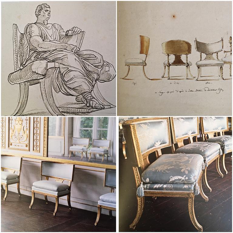 A pair of Swedish late Gustavian 1790's klismos chairs.