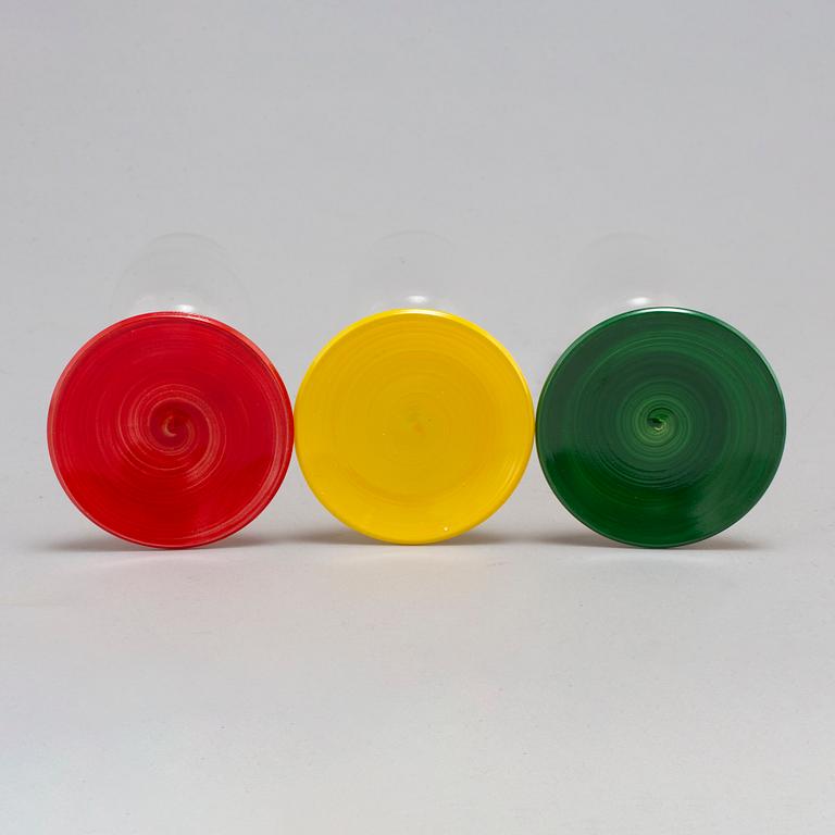 ANNE NILSSON, champagneglas, 8 stycken, "Polka", signerade, Orrefors, 1990-tal.