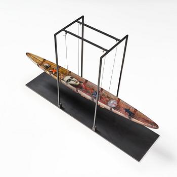Bertil Vallien, "Voyage", skulptur, stor båt, Kosta Boda, unik.