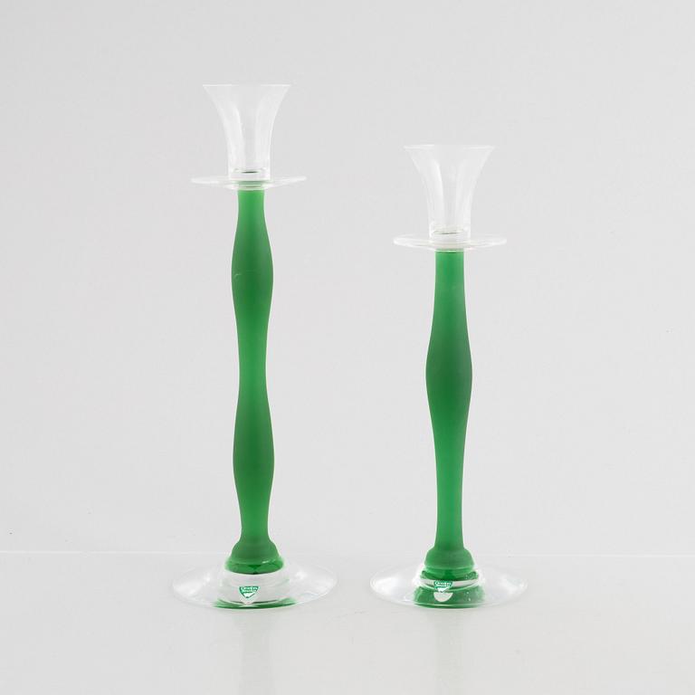 Anne Nilsson, candlesticks, 4 pcs, glass, "Celeste", Orrefors.