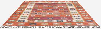 Märta Måås-Fjetterström, a carpet, 'Röd grön äng', flat weave, c. 345 x 251 cm, signed AB MMF.