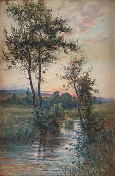 583. Anna Gardell-Ericson, 'Sommarlandskap i solnedgång' (Summer landscape).