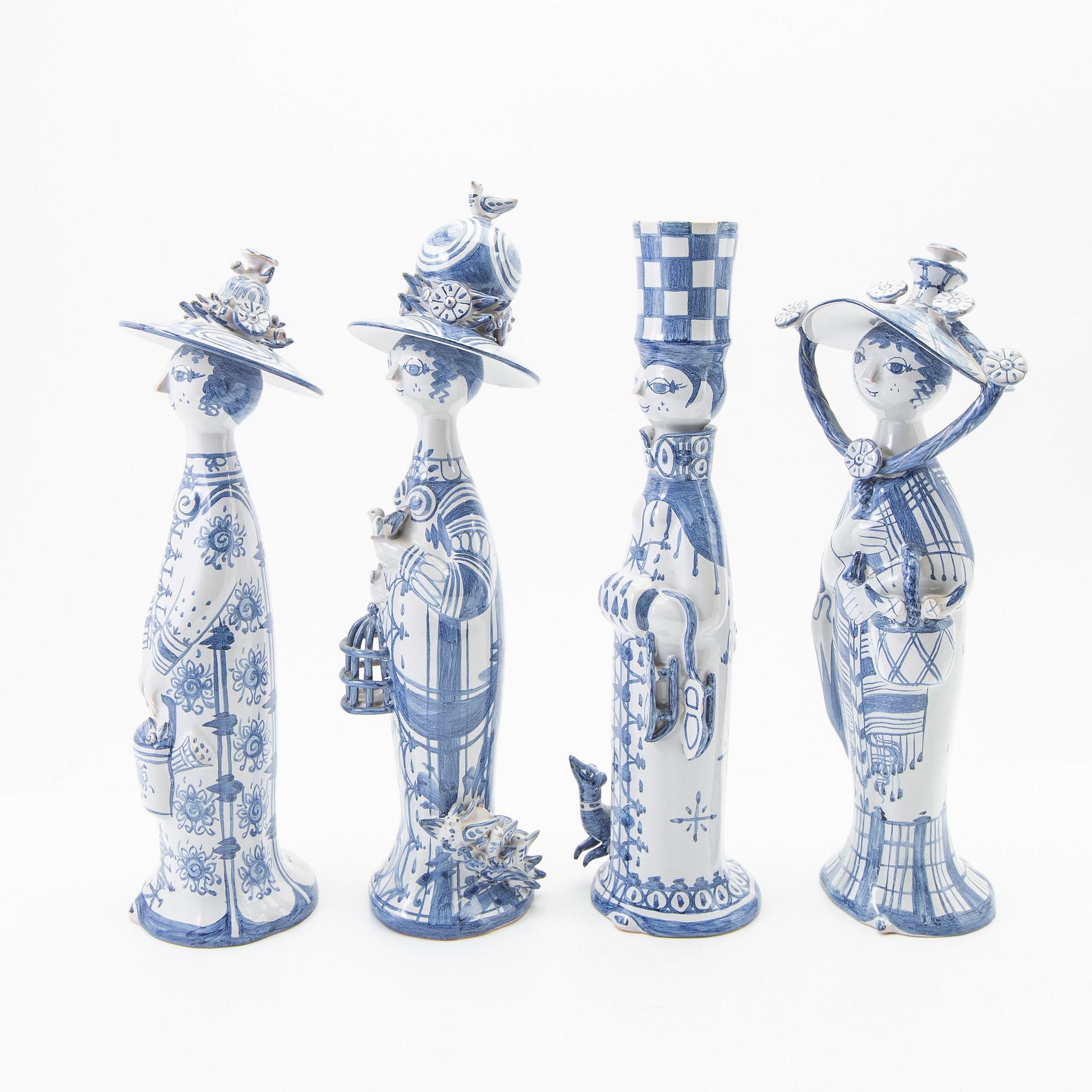 Björn Wiinblad, Figures, 4 pieces, "The Four Seasons", Denmark, 1987-88.