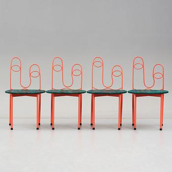 Fredrik Paulsen, Kristoffer Sundin and Simon Klenell, 4 chairs, made exclusively for the restaurant Omnipollo in Gothenburg Sweden, 2018.
