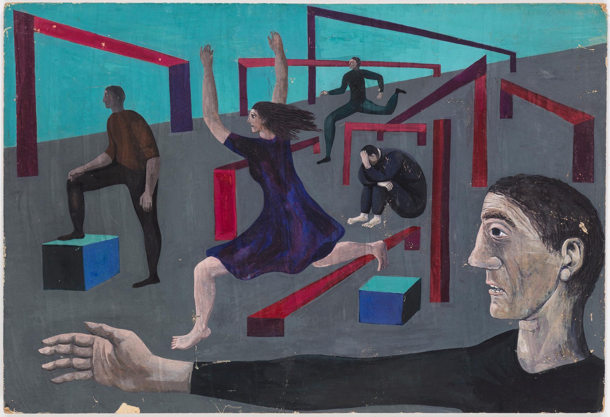 PETER WEISS, gouache on cardboard, signed and dated a verso 1955.
