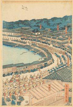 Keisai Eisen, Utagawa Sadahide, "View of Takanawa on the Tôkaidô Road" (Tôkaidô Takanawa fûkei).