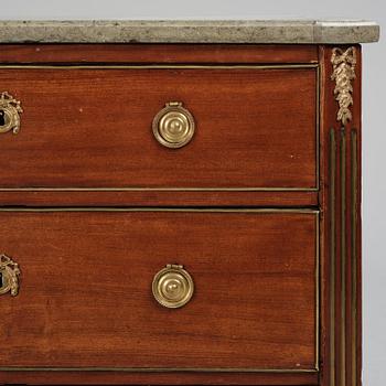 A late Gustavian mahogany commode, Stockholm, late 18th century.