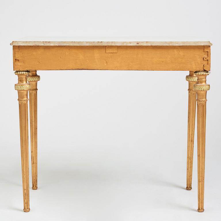 A late Gustavian console table in the manner of P Ljung, late 18th Century.