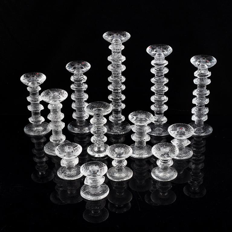 Timo Sarpaneva, 13 'Festivo' glass candlesticks from Iittala, Finland.